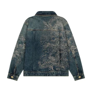 Veste en denim indigo « lotus v2 » de Derschutze